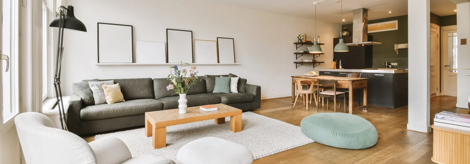 Beautiful modern apartment living and dining room