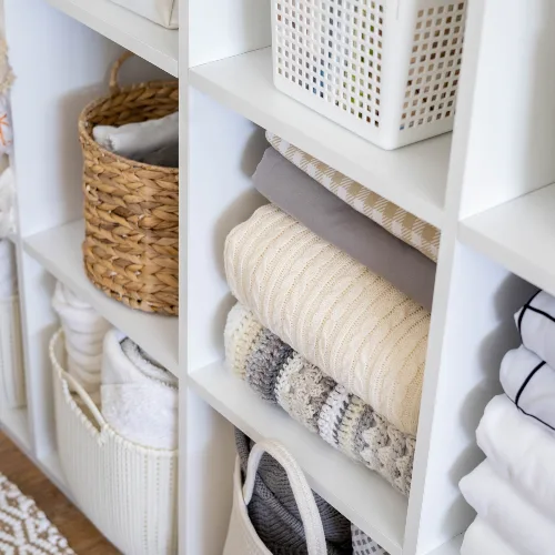 Organized closet cube storage